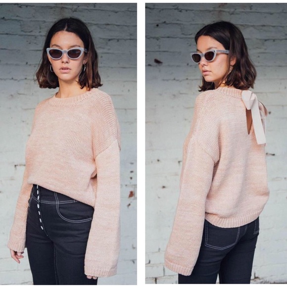 ULLA JOHNSON - Thalia Keyhole Sweater, Peach M/L - Picture 5 of 5